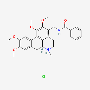 molecular formula C29H33ClN2O5 B14445855 Benzamide, N-((1,2,9,10-tetramethoxy-6a-alpha-aporphin-3-yl)methyl)-, hydrochloride CAS No. 74626-44-1
