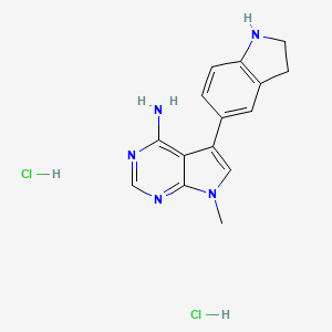molecular formula C15H17Cl2N5 B1444605 5-(2,3-dihydro-1H-indol-5-yl)-7-methyl-7H-pyrrolo[2,3-d]pyrimidin-4-amine dihydrochloride CAS No. 1337533-85-3