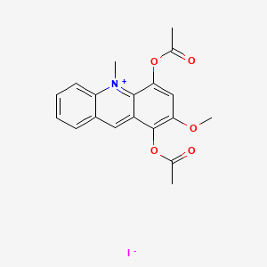 molecular formula C19H18INO5 B14446068 1,4-Bis(acetyloxy)-2-methoxy-10-methylacridinium iodide CAS No. 77282-22-5