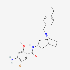 molecular formula C24H30BrN3O2 B14446240 exo-4-Amino-5-bromo-2-methoxy-N-(8-(4-ethylbenzyl)-8-azabicyclo(3.2.1)oct-3-yl)benzamide CAS No. 76351-99-0