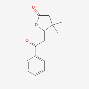 molecular formula C14H16O3 B14446311 4,4-Dimethyl-5-(2-oxo-2-phenylethyl)oxolan-2-one CAS No. 76725-50-3