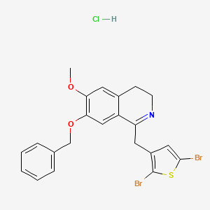 molecular formula C22H20Br2ClNO2S B14446410 1-[(2,5-Dibromothiophen-3-yl)methyl]-6-methoxy-7-phenylmethoxy-3,4-dihydroisoquinoline;hydrochloride CAS No. 77014-14-3