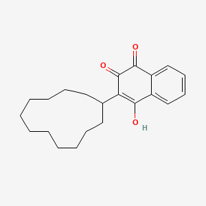 molecular formula C22H28O3 B14446475 3-Cyclododecyl-4-hydroxynaphthalene-1,2-dione CAS No. 73356-07-7