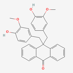 molecular formula C30H26O5 B14446503 10,10-Bis[(4-hydroxy-3-methoxyphenyl)methyl]anthracen-9(10H)-one CAS No. 76438-44-3