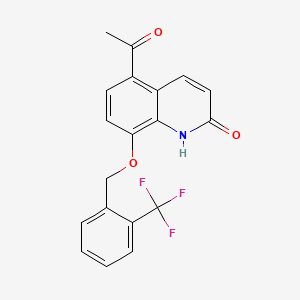 molecular formula C19H14F3NO3 B1444657 5-Acetyl-8-{[2-(trifluoromethyl)phenyl]methoxy}-1,2-dihydroquinolin-2-one CAS No. 1312117-85-3