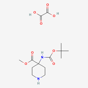 molecular formula C14H24N2O8 B1444667 Methyl 4-((tert-butoxycarbonyl)amino)piperidine-4-carboxylate oxalate CAS No. 1263094-44-5