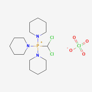 molecular formula C16H31Cl3N3O4P B14446671 Phosphonium, (dichloromethyl)tripiperidino-, perchlorate CAS No. 73790-43-9