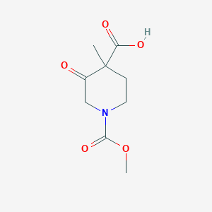 molecular formula C9H13NO5 B14446689 1-(Methoxycarbonyl)-4-methyl-3-oxopiperidine-4-carboxylic acid 