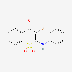 molecular formula C15H10BrNO3S B14446696 2-Anilino-3-bromo-1-benzothiopyran-1,1,4-trione CAS No. 74695-57-1