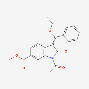molecular formula C21H19NO5 B1444678 1-Acetyl-3-(1-ethoxy-1-phenylmethylene)-6-methoxycarbonyl-2-indolinone CAS No. 1168152-06-4