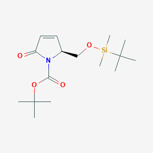 molecular formula C16H29NO4Si B144468 tert-butyl (2S)-2-({[tert-butyl(dimethyl)silyl]oxy}methyl)-5-oxo-2,5-dihydro-1H-pyrrole-1-carboxylate CAS No. 81658-27-7