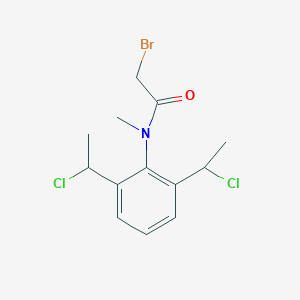 molecular formula C13H16BrCl2NO B14446918 N-[2,6-Bis(1-chloroethyl)phenyl]-2-bromo-N-methylacetamide CAS No. 77485-35-9