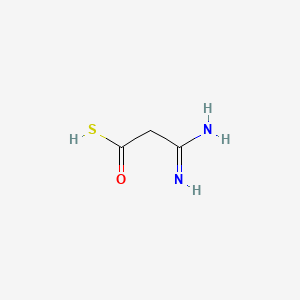 molecular formula C3H6N2OS B14446973 Propanethioic acid, 3-amino-3-imino- CAS No. 74389-74-5