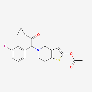 molecular formula C20H20FNO3S B1444706 5-(2-Cyclopropyl-1-(3-fluorophenyl)-2-oxoethyl)-4,5,6,7-tetrahydrothieno[3,2-c]pyridin-2-yl acetate CAS No. 1391194-39-0