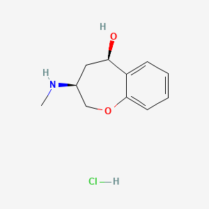 molecular formula C11H16ClNO2 B14447093 cis-(1)-2,3,4,5-Tetrahydro-3-(methylamino)-1-benzoxepin-5-ol hydrochloride CAS No. 77956-93-5