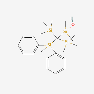 molecular formula C22H38OSi4 B14447122 Silanol, dimethyl[(methyldiphenylsilyl)bis(trimethylsilyl)methyl]- CAS No. 77547-99-0