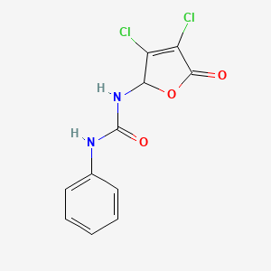 molecular formula C11H8Cl2N2O3 B14447135 N-(3,4-Dichloro-5-oxo-2,5-dihydrofuran-2-yl)-N'-phenylurea CAS No. 76220-18-3