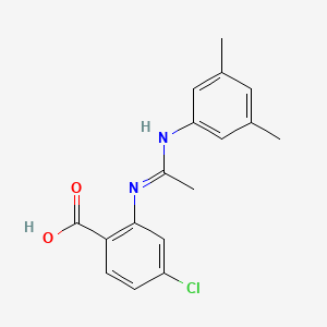 molecular formula C17H17ClN2O2 B14447200 Benzoic acid, 4-chloro-2-((1-((3,5-dimethylphenyl)amino)ethylidene)amino)- CAS No. 74101-51-2
