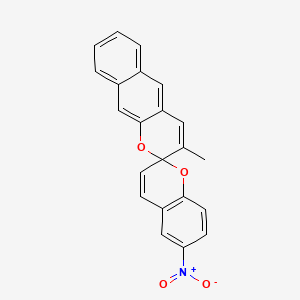 molecular formula C22H15NO4 B14447223 Spiro(2H-1-benzopyran-2,2'-2H-naphtho(2,3-b)pyran), 6-nitro-3'-methyl- CAS No. 73928-06-0