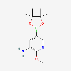 molecular formula C12H19BN2O3 B1444729 2-Methoxy-5-(4,4,5,5-tetramethyl-1,3,2-dioxaborolan-2-yl)pyridin-3-amine CAS No. 893440-50-1
