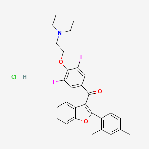 molecular formula C30H32ClI2NO3 B14447308 Ketone, 4-(2-(diethylamino)ethoxy)-3,5-diiodophenyl 2-mesityl-3-benzofuranyl-, hydrochloride CAS No. 73343-73-4