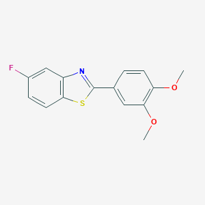 molecular formula C15H12FNO2S B144474 Benzothiazole, 2-(3,4-dimethoxyphenyl)-5-fluoro- CAS No. 872726-44-8