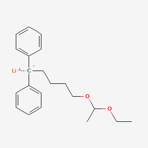 molecular formula C21H27LiO2 B14447412 lithium;[5-(1-ethoxyethoxy)-1-phenylpentyl]benzene CAS No. 78692-76-9