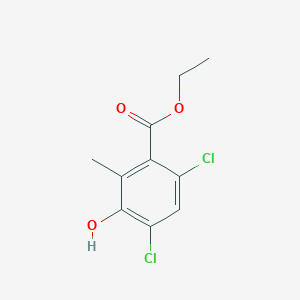 molecular formula C10H10Cl2O3 B14447520 Ethyl 4,6-dichloro-3-hydroxy-2-methylbenzoate CAS No. 78668-11-8