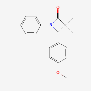 molecular formula C18H19NO2 B14447842 4-(4-Methoxyphenyl)-3,3-dimethyl-1-phenylazetidin-2-one CAS No. 74185-89-0