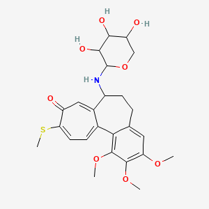 molecular formula C25H31NO8S B14447897 Benzo(a)heptalen-9(5H)-one, 7-(alpha-L-arabinosylamino)-6,7-dihydro-1,2,3-trimethoxy-10-(methylthio)-, (S)- CAS No. 76155-18-5