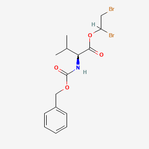 molecular formula C15H19Br2NO4 B14447988 L-N-Benzyloxycarbonyl-3,3-dimethylalanine 1,2-dibromoethyl ester CAS No. 73680-51-0