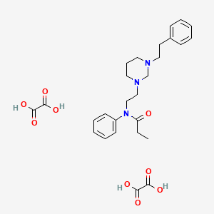 molecular formula C27H35N3O9 B14448033 oxalic acid;N-phenyl-N-[2-[3-(2-phenylethyl)-1,3-diazinan-1-yl]ethyl]propanamide CAS No. 77869-81-9