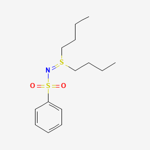 molecular formula C14H23NO2S2 B14448107 Sulfilimine, S,S-dibutyl-N-(phenylsulfonyl)- CAS No. 73927-10-3