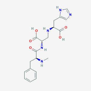 molecular formula C19H25N5O5 B144482 (2S)-2-[[(2S)-2-Carboxy-2-[[(2S)-2-(methylamino)-3-phenylpropanoyl]amino]ethyl]amino]-3-(1H-imidazol-5-yl)propanoic acid CAS No. 134019-80-0