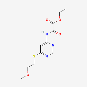 molecular formula C11H15N3O4S B14448204 Ethyl ((6-((2-methoxyethyl)thio)-4-pyrimidinyl)amino)oxoacetate CAS No. 75274-27-0