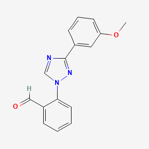 molecular formula C16H13N3O2 B14448262 BENZALDEHYDE, o-(5-(m-METHOXYPHENYL)-s-TRIAZOL-3-YL)- CAS No. 76217-33-9