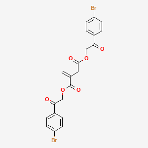 molecular formula C21H16Br2O6 B14448283 Succinic acid, methylene-, bis(p-bromophenacyl) ester CAS No. 73926-97-3