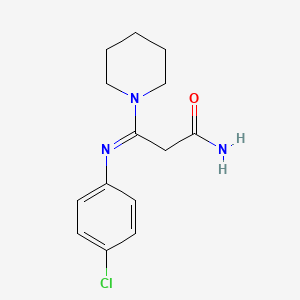molecular formula C14H18ClN3O B14448367 beta-((4-Chlorophenyl)imino)-1-piperidinepropanamide CAS No. 75723-09-0