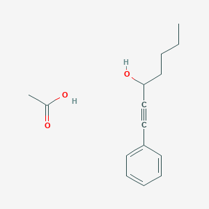 molecular formula C15H20O3 B14448381 Acetic acid;1-phenylhept-1-yn-3-ol CAS No. 74835-43-1