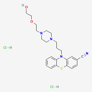 molecular formula C24H32Cl2N4O2S B14448426 Ethanol, 2-(2-(4-(3-(2-cyano-10-phenothiazinyl)propyl)-1-piperazinyl)ethoxy)-, dihydrochloride CAS No. 73927-25-0