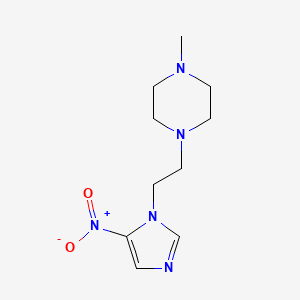 molecular formula C10H17N5O2 B14448470 Piperazine, 1-methyl-4-(2-(5-nitro-1H-imidazol-1-yl)ethyl)- CAS No. 74571-56-5