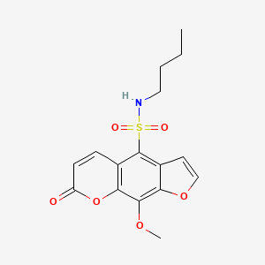 molecular formula C16H17NO6S B14448516 N-Butyl-9-methoxy-7-oxo-7H-furo[3,2-g][1]benzopyran-4-sulfonamide CAS No. 73166-86-6