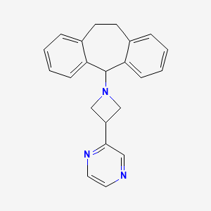 molecular formula C22H21N3 B14448690 Azetidine, 1-(10,11-dihydro-5H-dibenzo(a,d)cyclohepten-5-yl)-3-pyrazinyl- CAS No. 73855-93-3