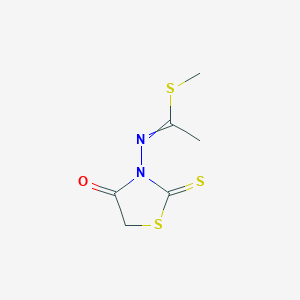 molecular formula C6H8N2OS3 B14448764 Methyl N-(4-oxo-2-sulfanylidene-1,3-thiazolidin-3-yl)ethanimidothioate CAS No. 77900-09-5