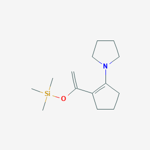 molecular formula C14H25NOSi B14448887 1-(2-{1-[(Trimethylsilyl)oxy]ethenyl}cyclopent-1-en-1-yl)pyrrolidine CAS No. 78675-99-7