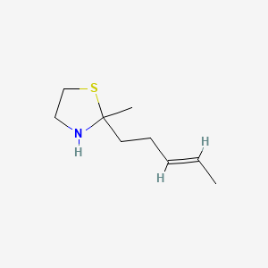 molecular formula C9H17NS B14449045 trans-2-Methyl-2-(3-pentenyl)thiazolidine CAS No. 75606-57-4