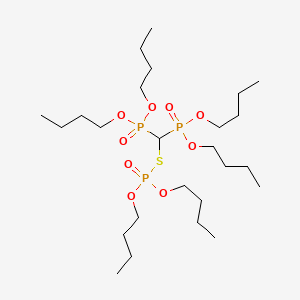 molecular formula C25H55O9P3S B14449438 Phosphorothioic acid, S-bis(dibutoxyphosphinyl)methyl O,O-dibutyl ester CAS No. 73972-83-5