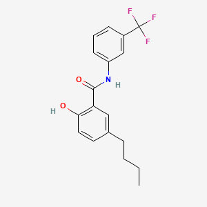 molecular formula C18H18F3NO2 B14449689 Benzamide, 5-butyl-2-hydroxy-N-(3-(trifluoromethyl)phenyl)- CAS No. 78417-76-2