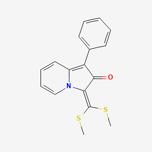 molecular formula C17H15NOS2 B14449877 3-[Bis(methylsulfanyl)methylidene]-1-phenylindolizin-2(3H)-one CAS No. 74360-67-1