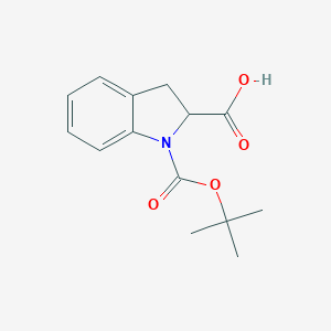 molecular formula C14H17NO4 B144499 1-(tert-Butoxycarbonyl)-2-indolinecarboxylic acid CAS No. 133851-52-2
